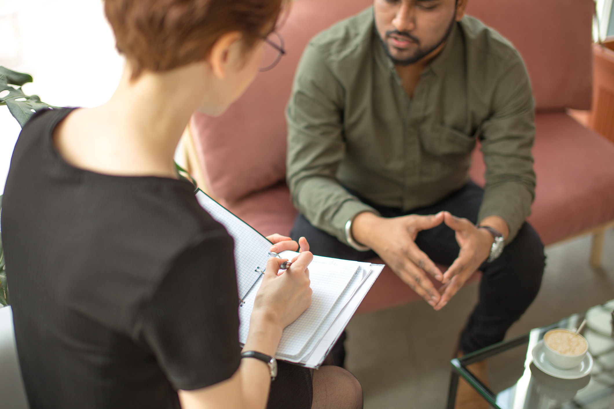 psychologist consulting indian man